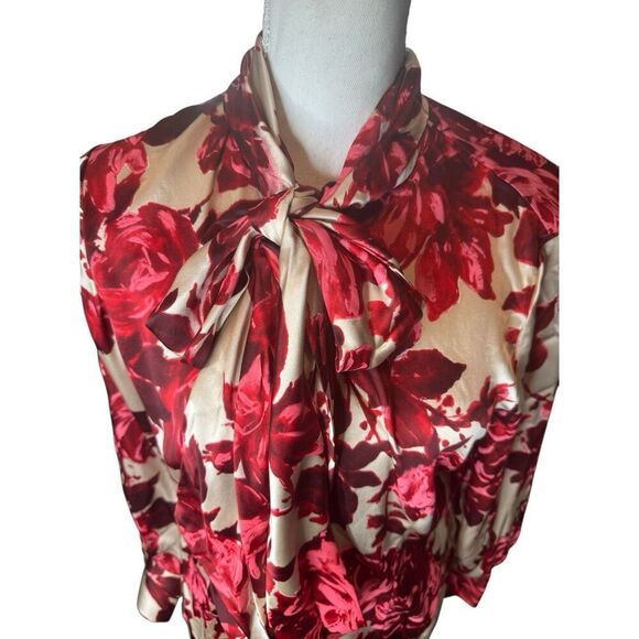 Brooks Brothers 100% Silk Floral Blouse Tie Artsy Romantic Cottage Core Sz 8 - Picture 2 of 6